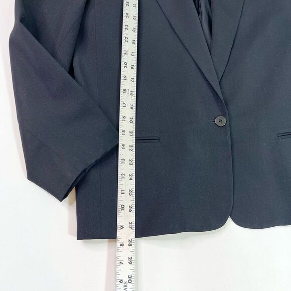 J.Crew Single Button Blazer Womens 14 Black Wool Notch Lapel Lined Pockets - Picture 2 of 8